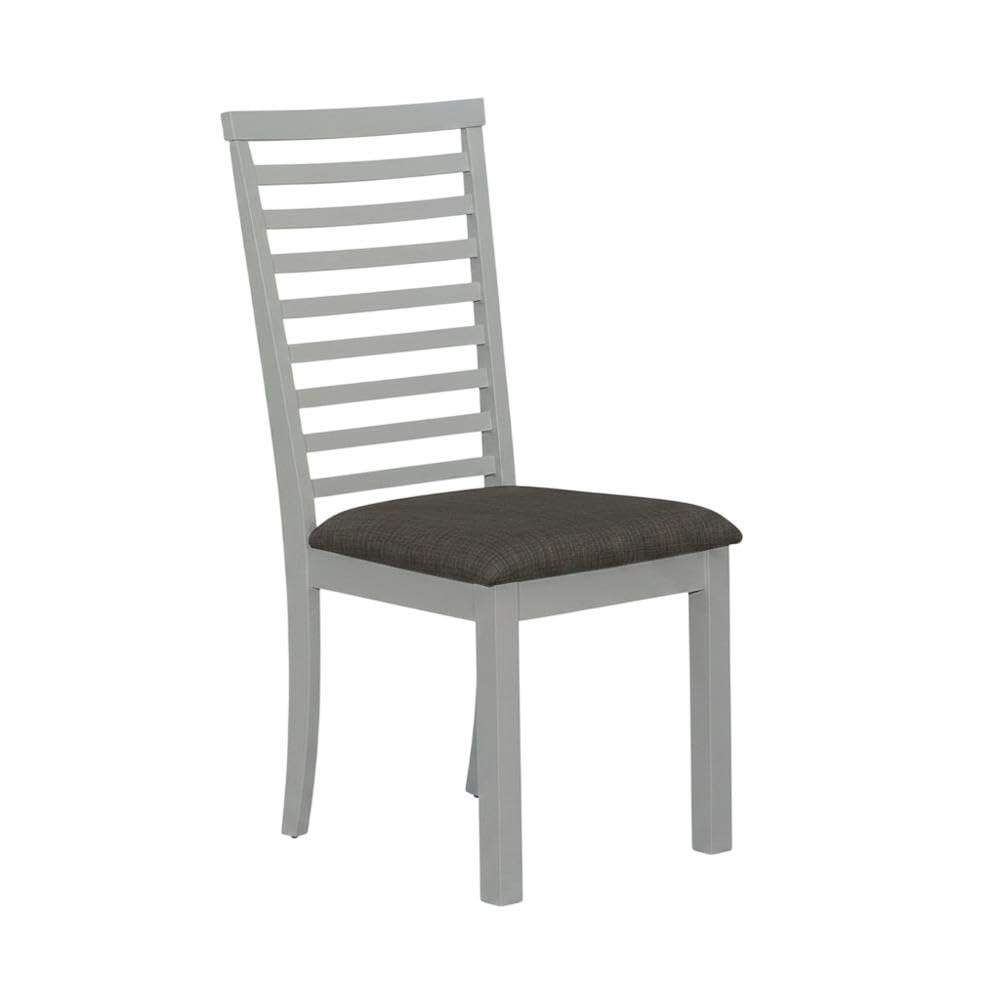 Rubberwood Upholstered Ladder Back Side Chairs Set of by Starlight Canyon Home – Rubberwood Solids with Mindy Veneers, Grey, Pack of 2