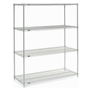Nexelate Wire Shelving Starter Unit – 4, Alloy Steel, Silver, Model 990145