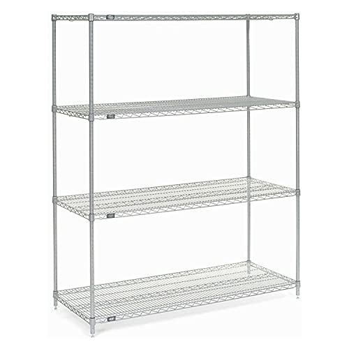 Nexelate Wire Shelving Starter Unit – 4, Alloy Steel, Silver, Model 990145