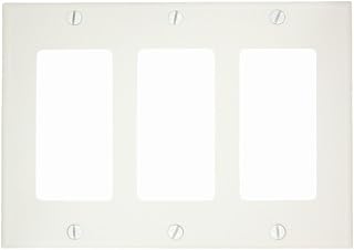 Leviton 3-Gang Decora/GFCI Device Wallplate, Standard Size, Thermoset, Device Mount, 80411-NW, White