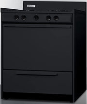 30" Wide Open Burner Gas Range in Black with Electronic Ignition by Summit Appliance – 3.69 cubic_feet, Porcelain and Steel, Black, Model TNM2107C