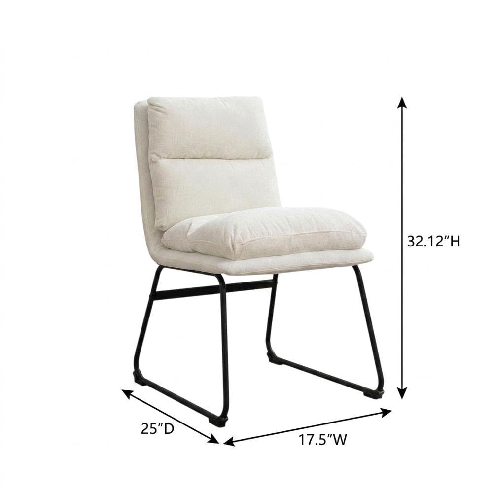 Faux Leather Upholstered Dining Chairs Set of by Furnifact – Metal, Vanilla, Pack of 2