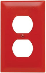 Legrand Pass & Seymour TP8RED Trademaster Mid-Size Unbreakable Nylon Wall Plate, 1 Gang, One Duplex Outlet Cover, Red (1 Count)