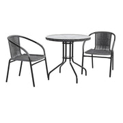 Flash Furniture Clear/Gray / Table + 2 Chair / Contemporary Bistro Sets