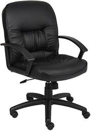 Boss Office Products Mid Back LeatherPlus Chair with Casters in Black