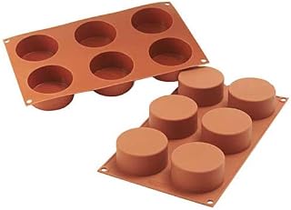 Silikomart Professional SF127 Silicone Baking Mold Cylinder 4.50 Oz Volume, 2.76" Diameter x 1.38" High, 6 Cavities (1 Each)