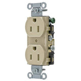 Wiring Device-Kellems CR15I 1-Phase Duplex Self-Grounding Standard Traditional Straight Blade Receptacle by Hubbell – Plastic, ivory, Model HUB CR15I