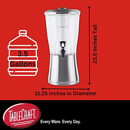 Tablecraft 3.5 Gallon Silhouette Drink Dispenser / Silver / 3.5 gallons Iced Beverage Dispensers