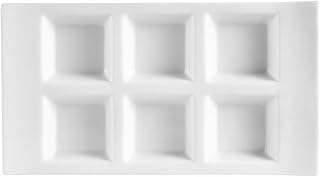 CAC China CN-6T10 Divided Tray 10-3/4-Inch by 6-Inch 1-Ounce 6 Super White Porcelain 6-Compartment Rectangular Tray, Box of 12