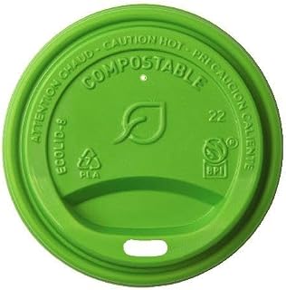 Vegware 79-Series Compostable Coffee Cup Lids, Case of 800, Fits all 79-Series Cups, Veridian Green Flat Lids, Plant Based CPLA Plastic, Disposable