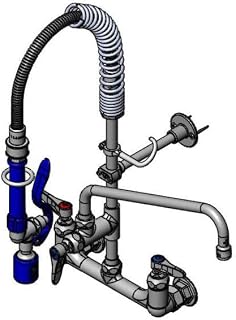 T&S Brass Mini-PRU: 8" Wall Mount Base, B-0107-J & Swivel, Eternas, 12" Swing Nozzle, Lever Handles