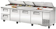 TRUE TPP-119D-2 Refrigerated Pizza Prep Table 119" W, Three Doors & Two Drawers, (15) 1/3 Size Pans