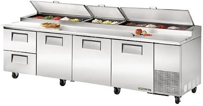 TRUE TPP-119D-2 Refrigerated Pizza Prep Table 119" W, Three Doors & Two Drawers, (15) 1/3 Size Pans