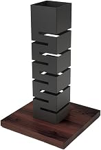 Rosseto SM160 Black Matte Steel with Walnut Base Tall Column Multi-Level Riser