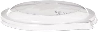 Vegware Compostable Flat Clear Lids, Case of 600, Fits 6-8oz Wide Molded Fiber Coupe Bowls, Cold Food Flat Lids, Plant Based PLA Plastic, Disposable