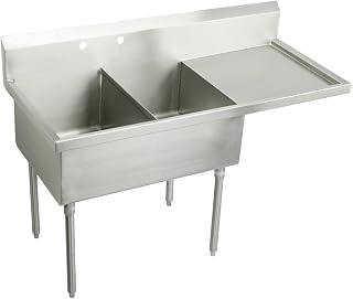 Elkay WNSF8236R4 Commercial 61-1/2" x 27-1/2" Two Basin Scullery Sink with Drainboard 2 Holes