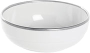 HUBERT White Serving Bowl with Silver Trim - 7 7/10"Dia x 2 3/5"H