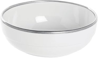 HUBERT White Serving Bowl with Silver Trim - 7 7/10"Dia x 2 3/5"H