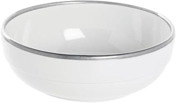 HUBERT White Serving Bowl with Silver Trim - 7 7/10"Dia x 2 3/5"H