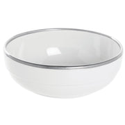 White Serving Bowl with Silver Trim - 7 7/10"Dia x 2 3/5"H by HUBERT – Melamine, White, Model M2063-SILVERRIM