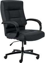 Global Industrial Big & Tall Task Chair with High Back, Leather, Black
