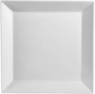 CAC China KSE-26 Kingsquare 16-Inch Super White Porcelain Deep Square Plate, Box of 4