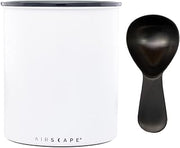 Planetary Design Airscape Kilo Coffee Storage Canister & Scoop Bundle, 2.2lb Food Container | US Patented Airtight Lid 2-Way Valve Preserve Food Freshness, 2.2 lb Dry Beans (Large Matte White & Brushed Black Scoop)