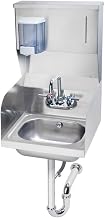 Krowne HS-33 Hand Sink, Wall Mount, 16-3/16"W x 15-1/4"D x 27-5/8"H, 12-1/2" Wide x 9-3/4" Front-to-Back x 5-5/8" deep Bowl, 4" OC Splash Mount Faucet, 4-1/2" Double Bend Faucet (Low Lead Compliant)