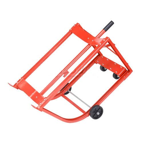 Easy-Steer Drum Cradle with Retractable Handle by Global Industrial – 31.75"L x 19.75"W x 20"H, Steel, Red, Model 233581