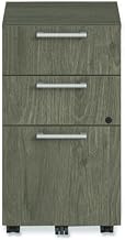 Alera Seville Series Mobile Pedestal, Left/Right, 3-Drawer: Box/Box/File, Legal, Walnut, 15" x 18" x 27"