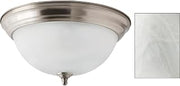Canarm 2-Light Flush Mount, 13-Inch Brushed Nickel Finish with Alabaster Glass, Low-Profile Lighting for Bedroom, Hallway or Entryway