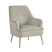 Velour-Upholstered Accent Chair with Solid Rubberwood Frame by Starlight Canyon Home – Velour Fabric with Rubberwood Solid Frame, Grey