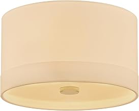 Hudson Valley Lighting Ashland 3-Light Flush Mount | Aged Brass Drum Ceiling Light with White Linen Shade & Etched Diffuser | Modern Classic Fixture for Living or Entry | 8914-AGB