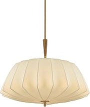 Troy Lighting Flinders 1-Light Pendant | Patina Brass Finish | Faceted Polymer Fabric Shade | Mid-Century Lantern-Inspired Ceiling Light | Oak Wood Accent | 32.25" W x 25.5" H | F4332-PBR