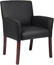 Starlight Canyon Home Black Reception Seating with Mahogany Wood Base, Office Guest Option, Client and Customer Chair Office Use for Lobby Or Meeting Room