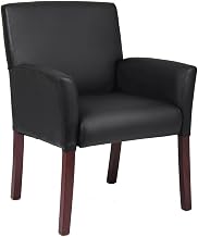 Starlight Canyon Home Black Reception Seating with Mahogany Wood Base, Office Guest Option, Client and Customer Chair Office Use for Lobby Or Meeting Room