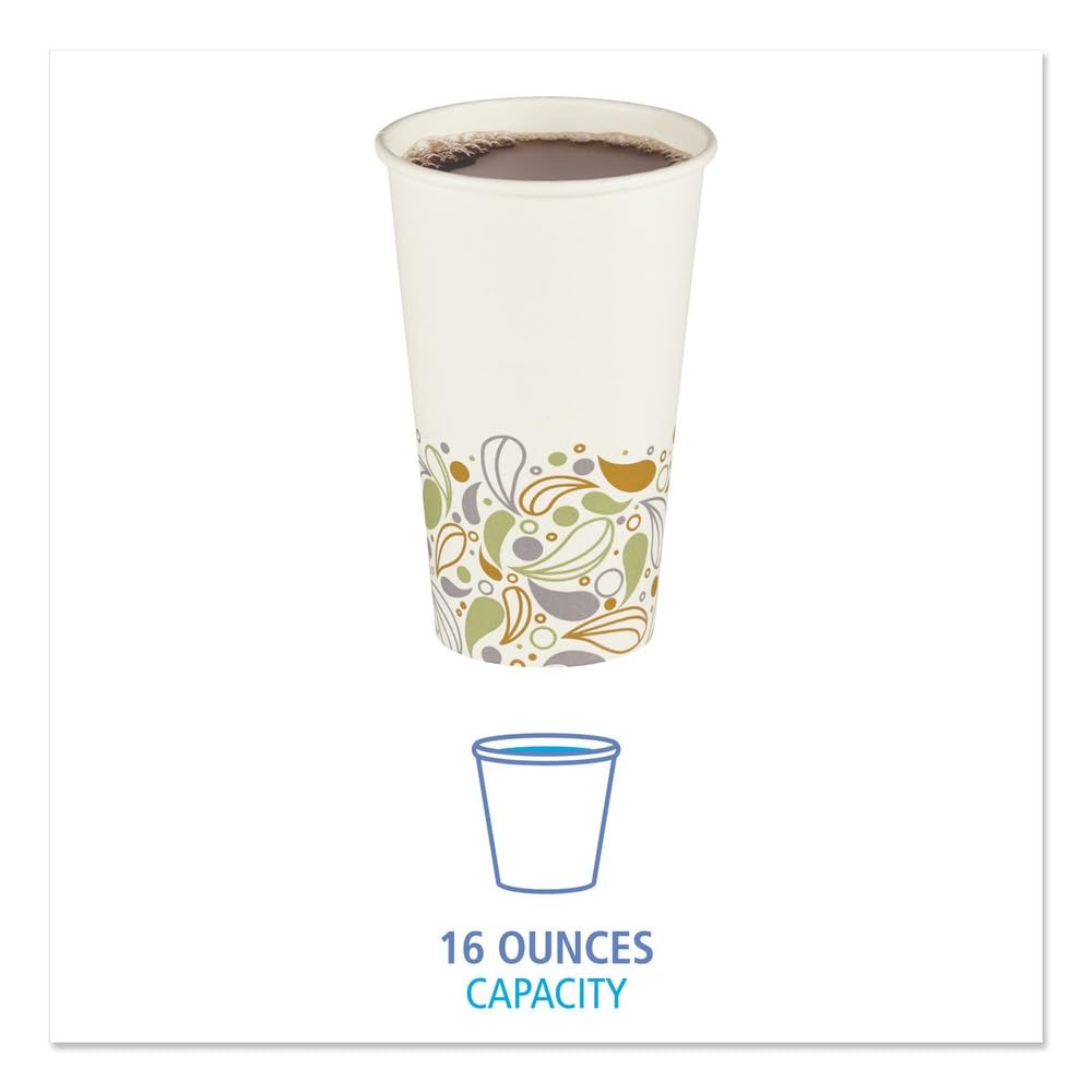 DEER16HCUP Deerfield Printed Paper Hot Cups by Boardwalk – 16 ounces, Paper, Green, Pack of 1000