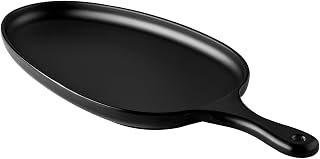 CAC Melamine Skillet Oval With Handle Matte Black 11-1/4"x7-1/4" 15-3/4"OL, Box of 12