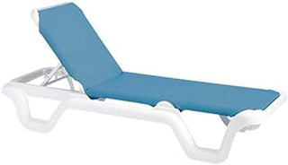 Grosfillex US404194 Marina Chaise Without Arms, White Resin Frame & Sky Blue Seat (Case of 2)