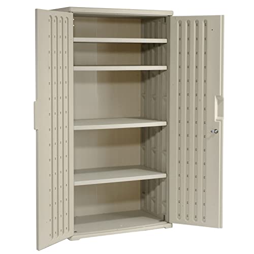 Plastic Storage Cabinet by Iceberg – 36 inches x 22 inches x 72 inches, Plastic, Light Gray, Model 92573