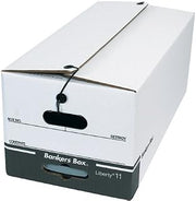 Bankers Box FSB640 String and Button File Corrugated Storage Boxes, 24" Length x 12" Width x 10 1/4", White (Pack of 12)