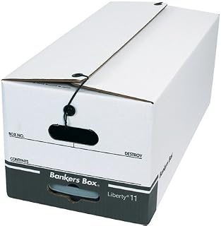 Bankers Box FSB640 String and Button File Corrugated Storage Boxes, 24" Length x 12" Width x 10 1/4", White (Pack of 12)