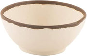 GET B-303-CRM Pottery Market Salad Bowls, 1 Quart, Cream with Brown Trim, Case of 1 Dozen