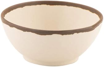 GET B-303-CRM Pottery Market Salad Bowls, 1 Quart, Cream with Brown Trim, Case of 1 Dozen