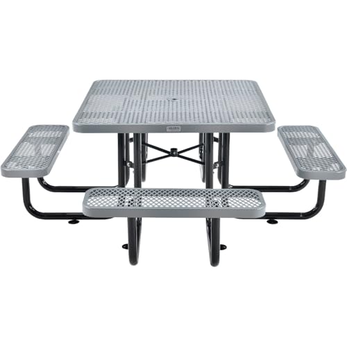 Global Industrial Grey / 81D x 81W x 29.5H in / Industrial Picnic Tables