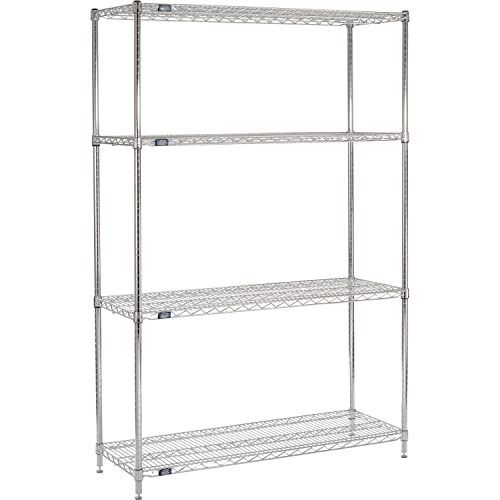 ESD, 4 Tier, Wire Shelving Starter Unit, 36" W x 36" D x 74" H by Nexel – 4, Alloy Steel, Chrome, Model 36367ESD