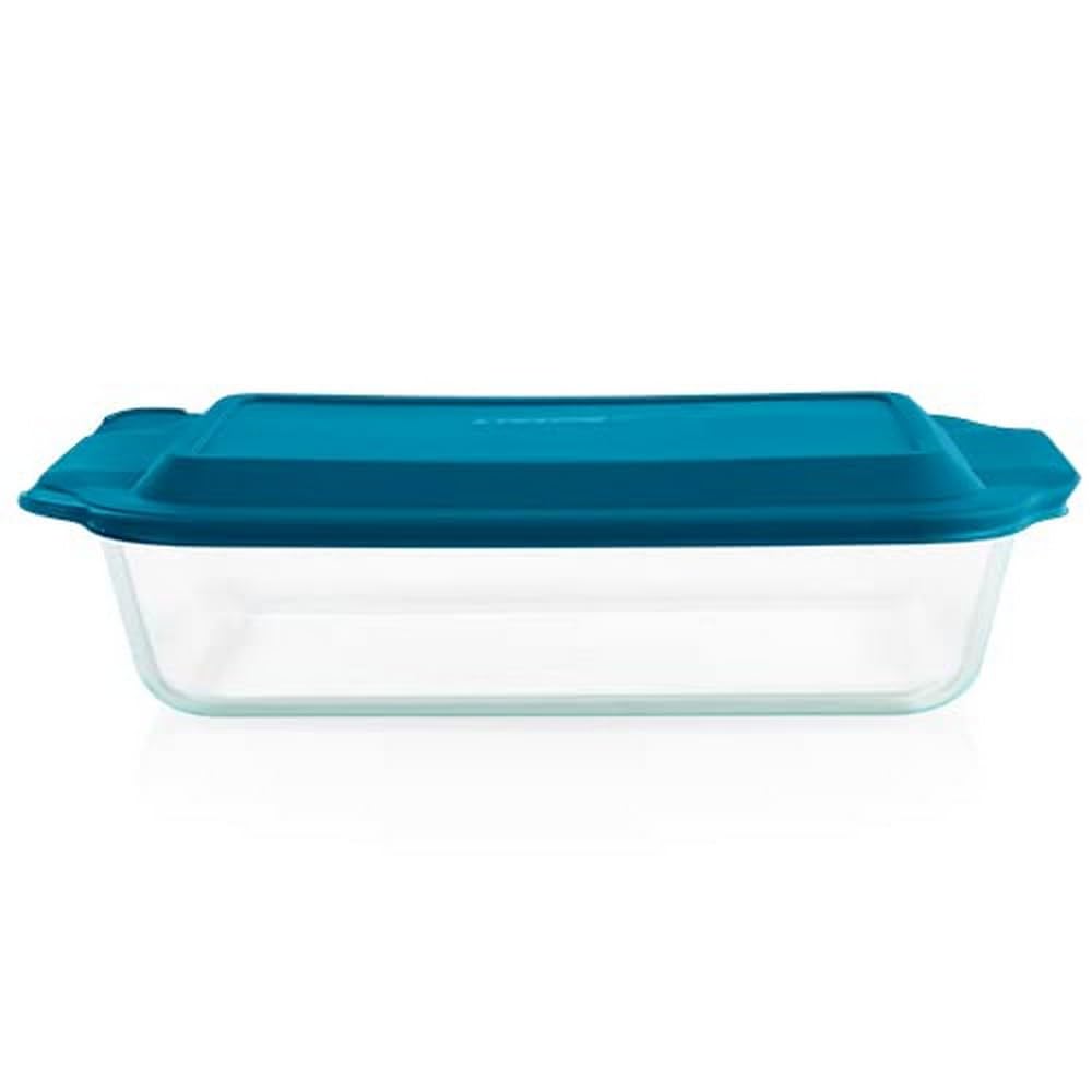 Pyrex Deep Glass Baking Dish with Lid, 9x13 Inch Casserole, Clear