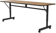 Rectangle Econoline TFL FLIP TOP Table, 72 in W, 23 in to 31 in H, PARTICLEBOARD TOP, Medium Oak