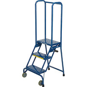3 Step Modified Lock-N-Stock Folding Ladder by Ballymore – 28"L x 24"W x 25"H, Alloy Steel, Blue, Model LS32410