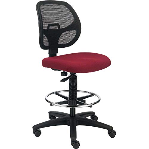 Armless Mesh Drafting Stool by Global Industrial – 2 ft 1 in W x 2 ft 1 in D x 3 ft 3 in H, Mesh, Red, Model A2813TMIX-RD